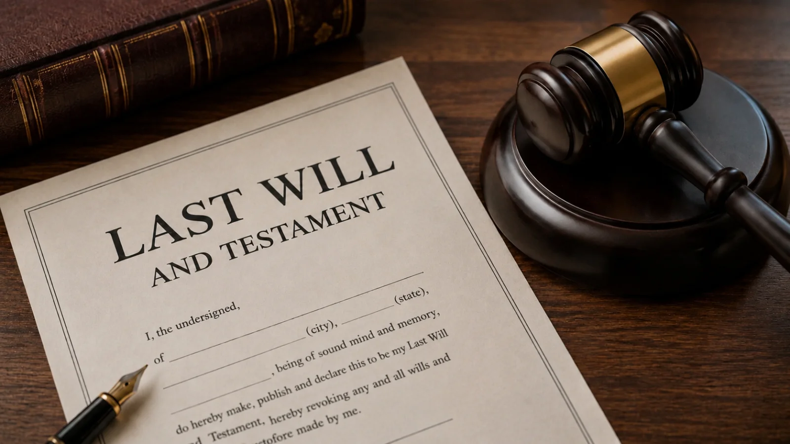 Last Will and Testament document with a gavel representing an inherited house in Florida